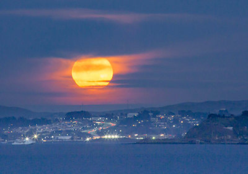 Super moon over San Francisco bay