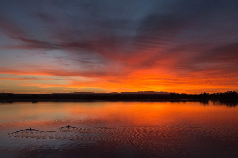 Sunset over lake