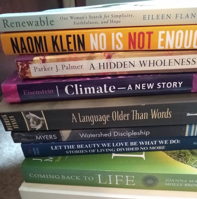 A pile of earthcare-related books